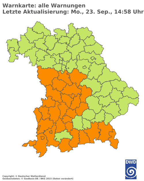 Aktuelle Wetterwarnungen für  Mühldorf a. Inn