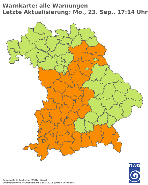 Aktuelle Wetterwarnungen für  Mühldorf a. Inn