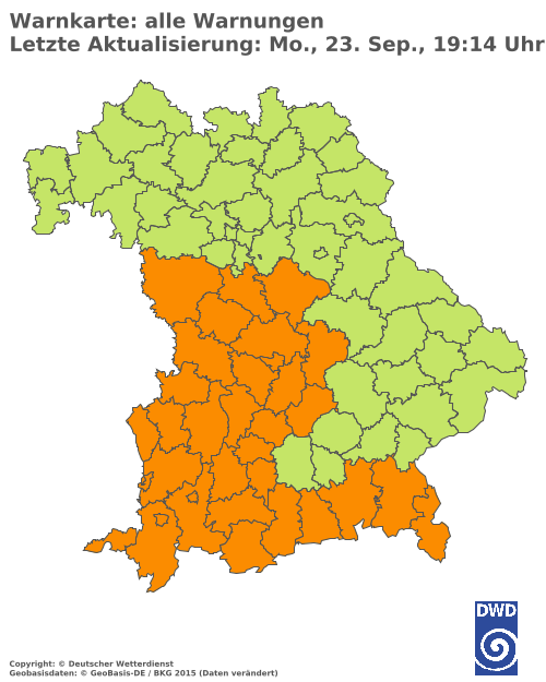 Aktuelle Wetterwarnungen für  Mühldorf a. Inn