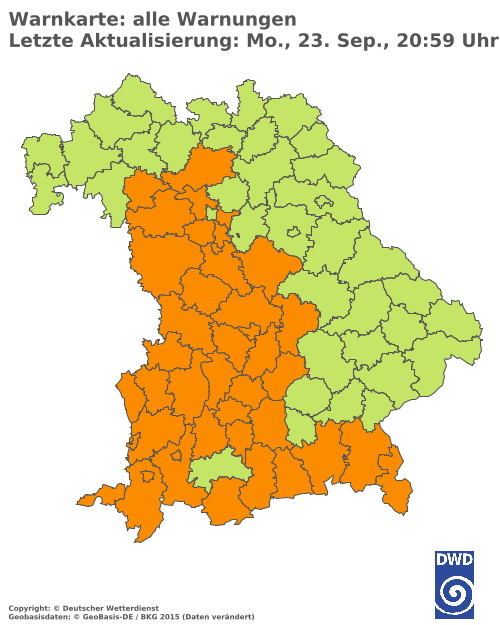 Aktuelle Wetterwarnungen für  Mühldorf a. Inn