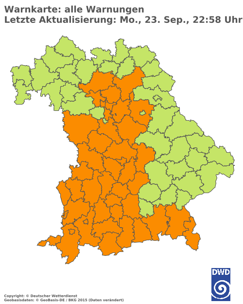 Aktuelle Wetterwarnungen für  Mühldorf a. Inn