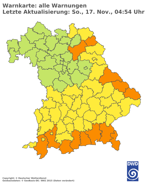 Aktuelle Wetterwarnungen für  Mühldorf a. Inn