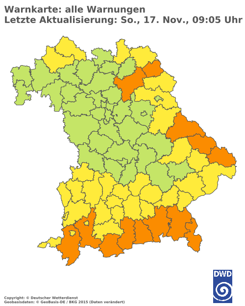 Aktuelle Wetterwarnungen für  Mühldorf a. Inn