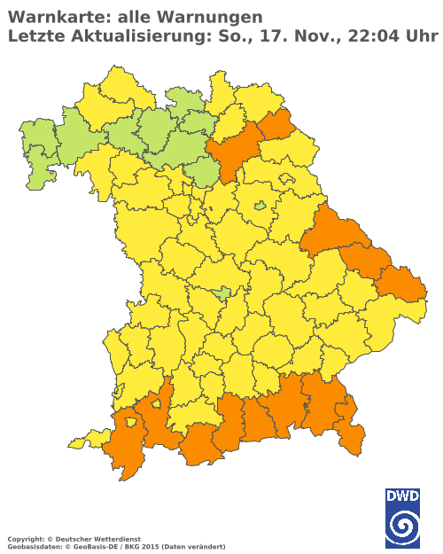 Aktuelle Wetterwarnungen für  Mühldorf a. Inn