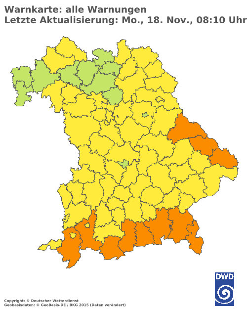 Aktuelle Wetterwarnungen für  Mühldorf a. Inn