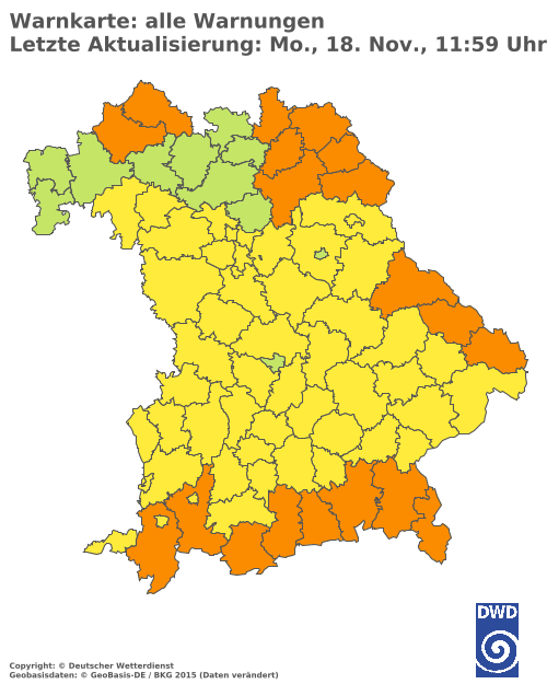 Aktuelle Wetterwarnungen für  Mühldorf a. Inn