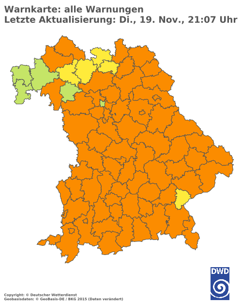 Aktuelle Wetterwarnungen für  Mühldorf a. Inn