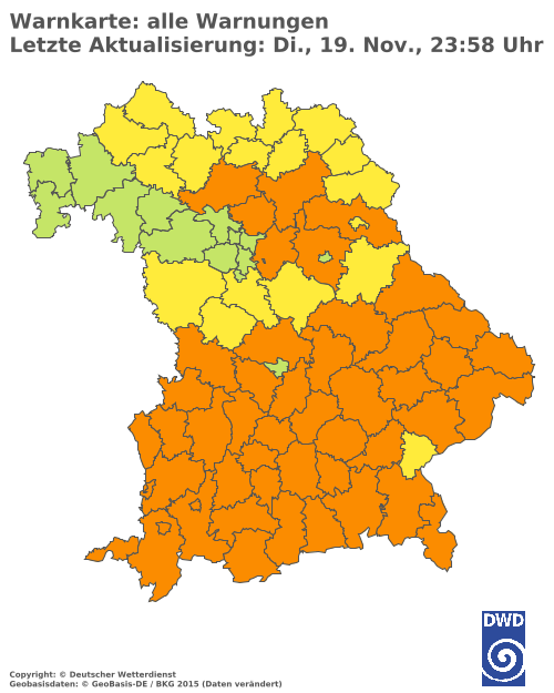 Aktuelle Wetterwarnungen für  Mühldorf a. Inn