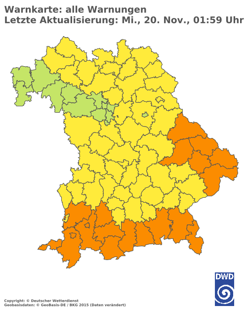 Aktuelle Wetterwarnungen für  Mühldorf a. Inn