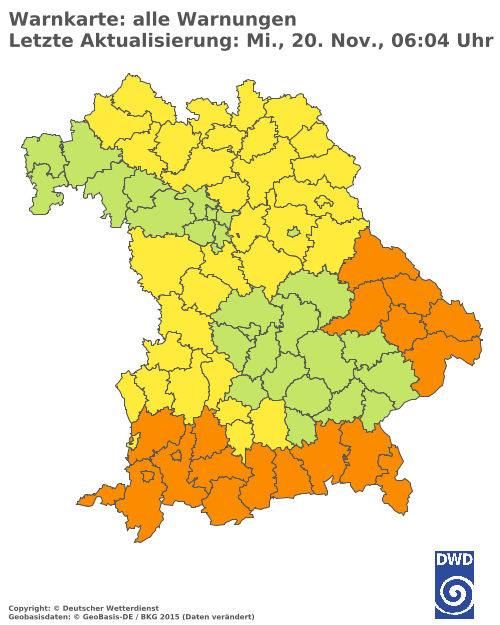 Aktuelle Wetterwarnungen für  Mühldorf a. Inn