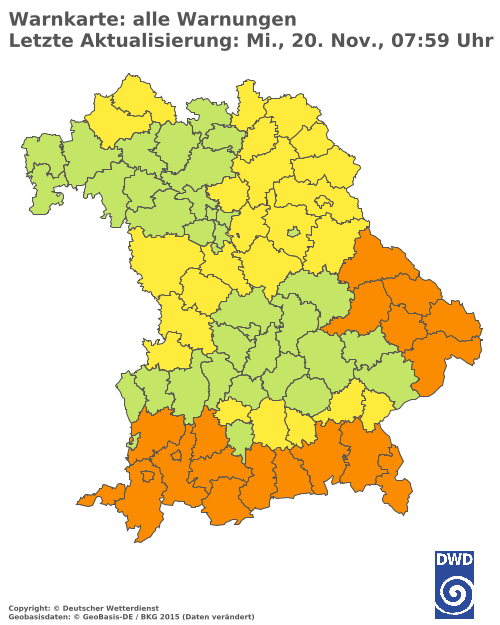 Aktuelle Wetterwarnungen für  Mühldorf a. Inn