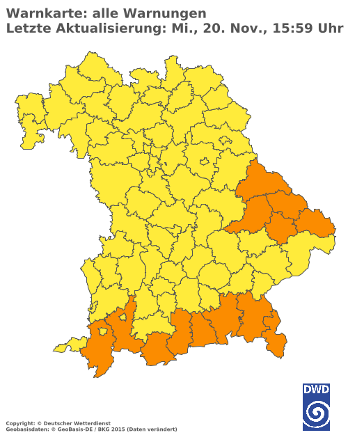 Aktuelle Wetterwarnungen für  Mühldorf a. Inn